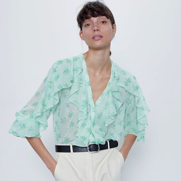 ZARA RUFFLED SHIRT  - Picture 5 of 12